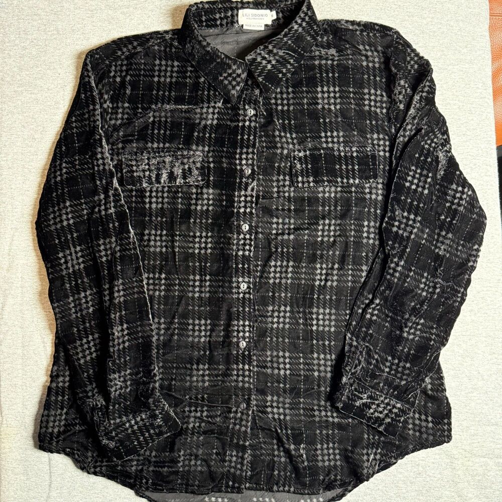 Lili Sidonio button down Black See through Womens size Medium